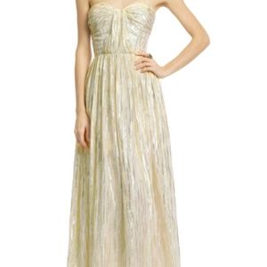 {Erin Fetherston} gold metallic strapless gown